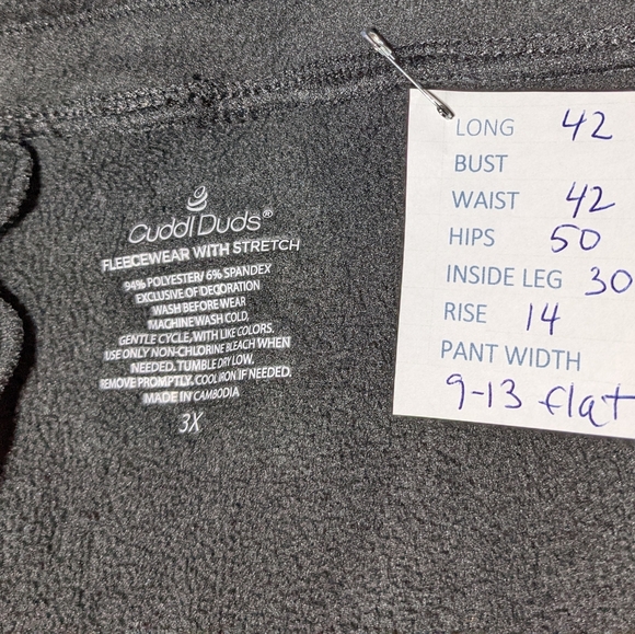 Cuddl Duds fleece lounge pants navy skinny leg size 3X fleece wear with stretch - Picture 7 of 11